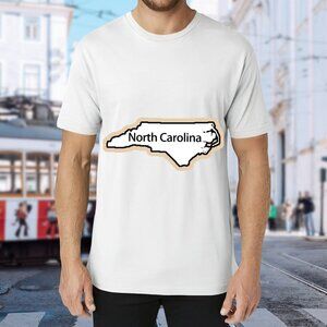 North Carolina State Outline Graphic Tee - White
